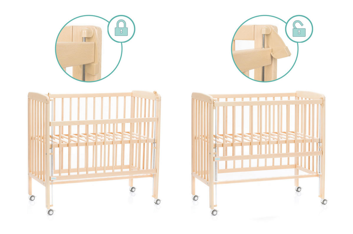 BEISTELLBETT Nino  - Naturfarben, Basics, Holz (94/69/85cm) - Fillikid