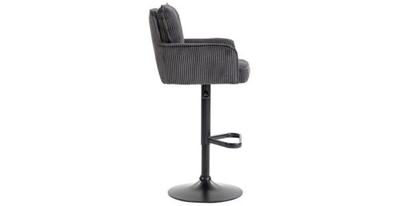 BARHOCKER Cord Dunkelgrau Eisen Stoffauswahl, Sitzfläche 360° drehbar, inklusive Armlehnen  - Dunkelgrau/Schwarz, Design, Textil/Metall (54/101-122/58cm) - Novel