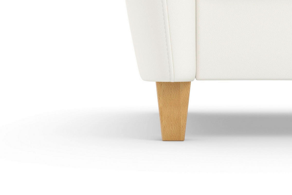 ECKSOFA PALMERA E in Echtleder Weiß  212/236 cm  - Eichefarben/Weiß, Basics, Leder/Holz (212/236cm) - Sit & More