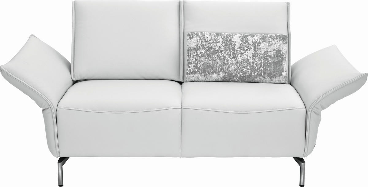 2-SITZER-SOFA Echtleder Weiß  - Weiß/Nickelfarben, Design, Leder/Metall (160/107/88cm) - Koinor