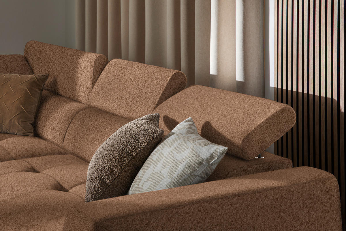 ECKSOFA in Struktur Rostfarben  205/284 cm  - Rostfarben/Schwarz, Design, Kunststoff/Textil (205/284cm) - Xora