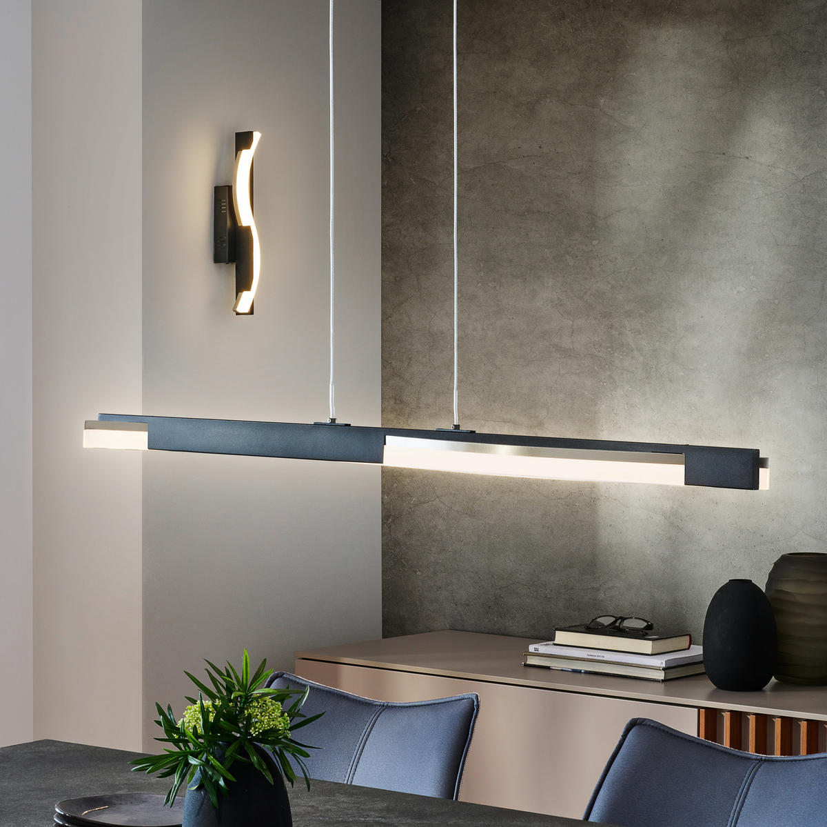 LED-HÄNGELEUCHTE 7,00/95,00/160 cm    - Schwarz, Trend, Metall (7,00/95,00/160cm) - Fischer & Honsel