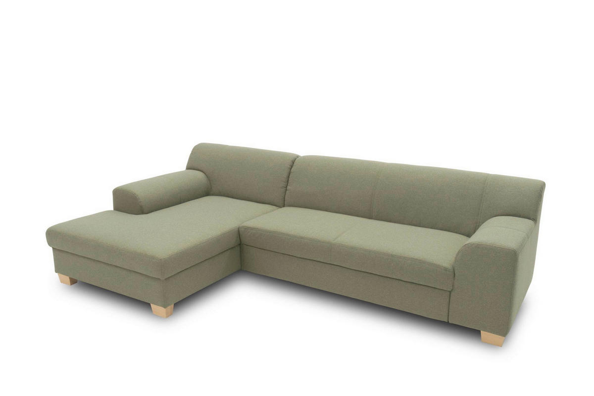 ECKSCHLAFSOFA  TINOS Grün Webstoff  - Beige/Grün, Basics, Textil (273/157cm) - MID.YOU