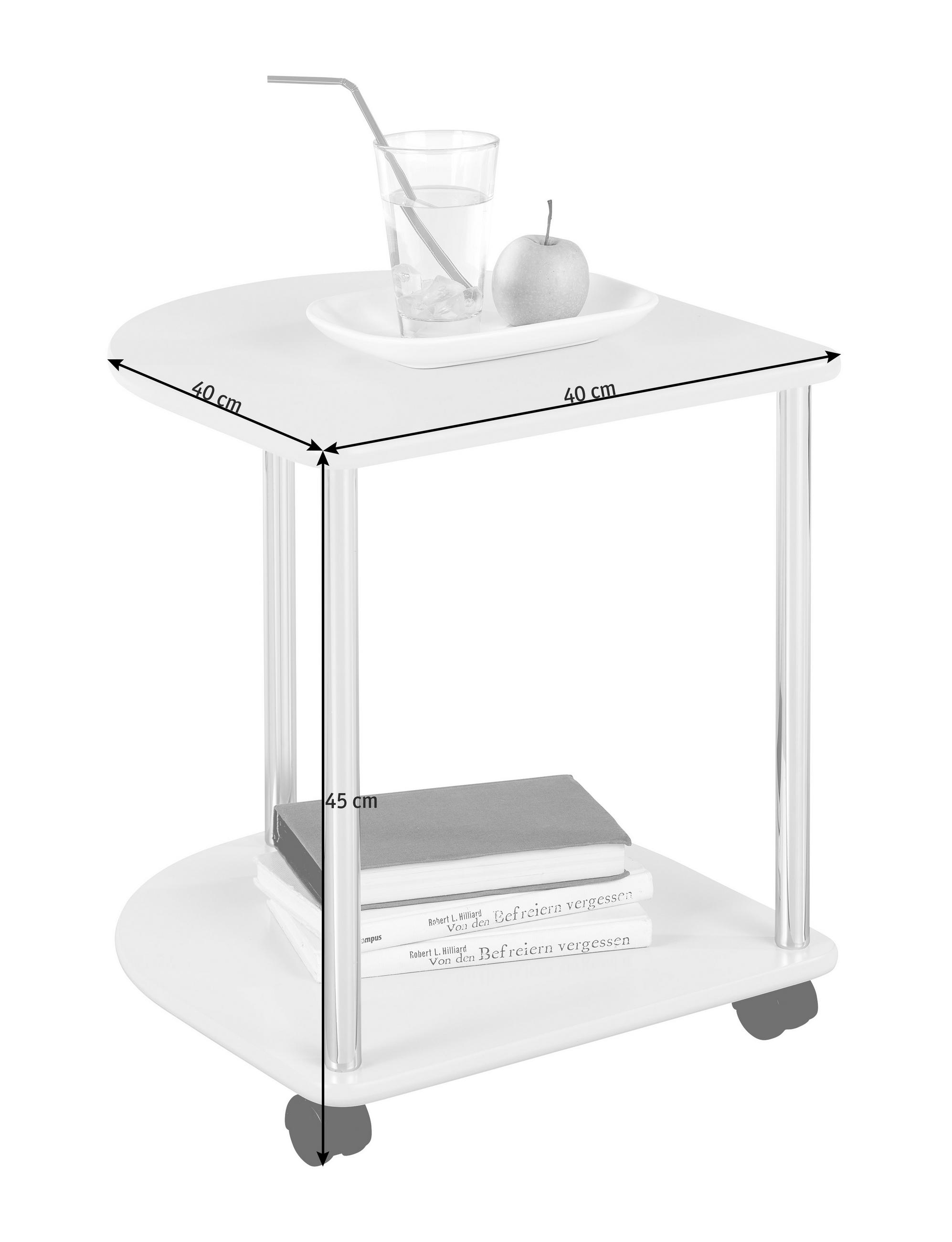 POMOĆNI STOČIĆ 40/45/40 cm   - boja hroma/bela, Dizajnerski, metal/pločasti materijal (40/45/40cm) - Carryhome