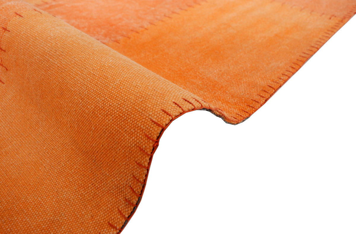 FLACHWEBETEPPICH Wohnzimmer 160/230 cm Multicolor, Orange rechteckig  - Multicolor/Orange, Basics, Textil (160/230cm) - Kayoom