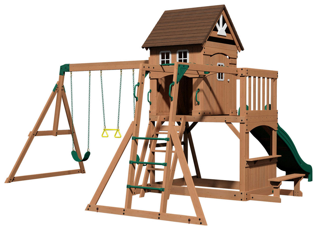 SPIELTURM MONTPELIER 490/470/290 cm  - Braun/Grün, Konventionell, Holz (490/470/290cm)