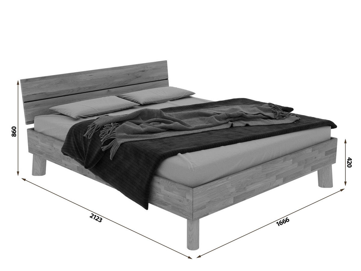 BETT 160/200 cm  in Naturfarben  - Naturfarben, MODERN, Holz (160/200cm) - MID.YOU