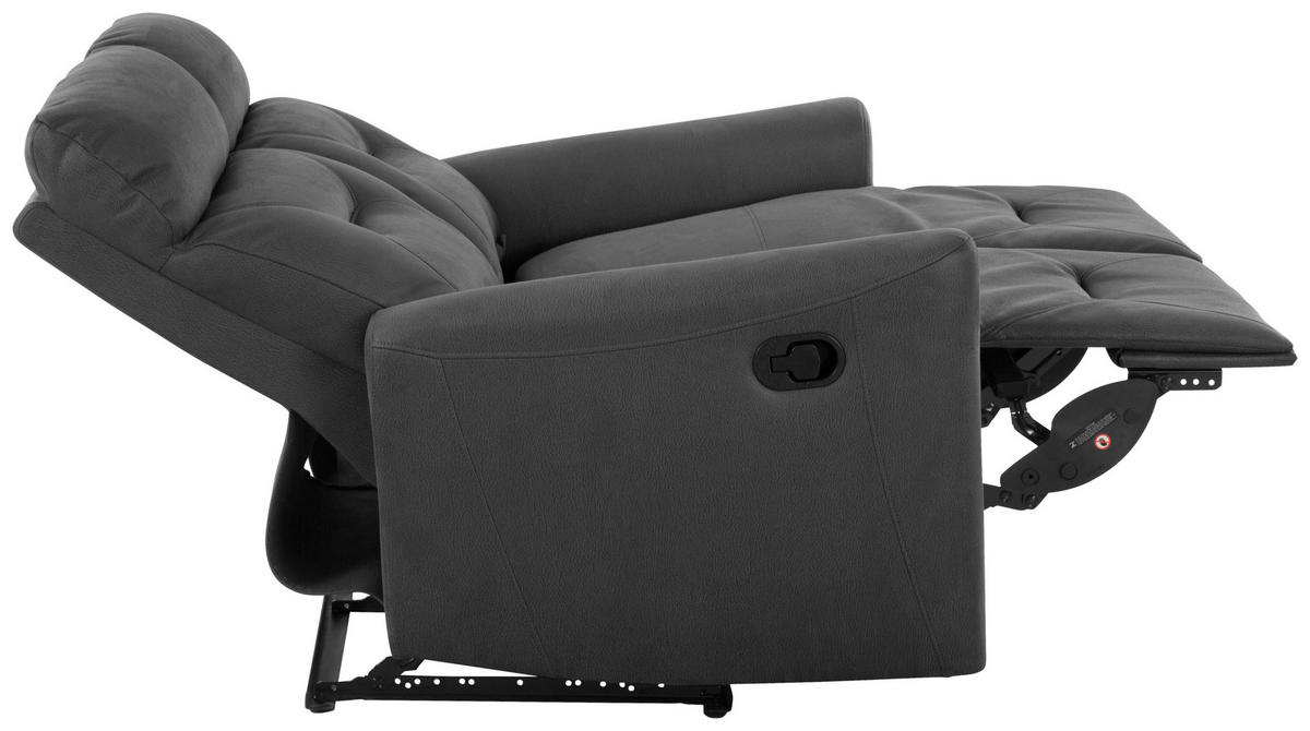 SITZGARNITUR Mikrofaser Grau  - Schwarz/Grau, Design, Textil/Metall - Livetastic