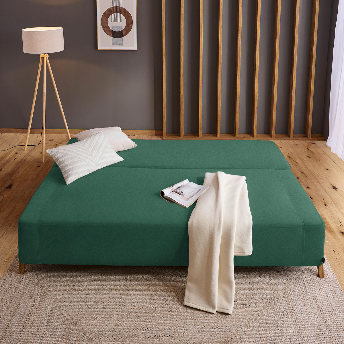 SCHLAFSOFA in Textil Türkis  - Türkis/Naturfarben, Design, Holz/Textil (211/88/102cm) - Niels Andersson