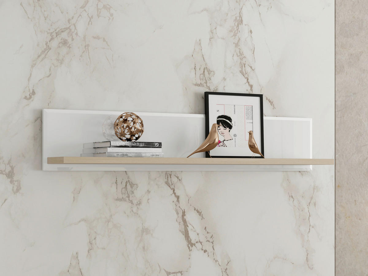 FALIPOLC 128/24/19.5 cm  - Bianco tölgy/fehér, Basics, faalapú anyag (128/24/19.5cm) - Carryhome