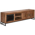 LOWBOARD  175/50/40 cm  stehend  - Schwarz/Naturfarben, LIFESTYLE, Glas/Holz (175/50/40cm) - Landscape