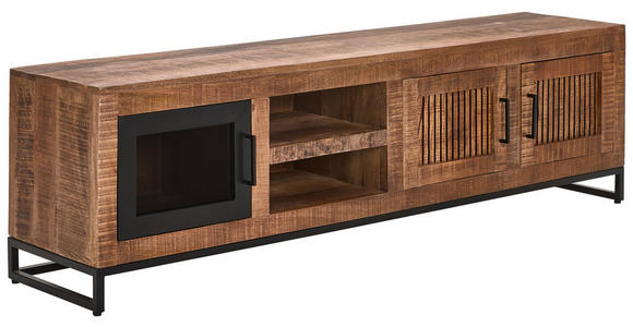 LOWBOARD  175/50/40 cm  stehend  - Schwarz/Naturfarben, LIFESTYLE, Glas/Holz (175/50/40cm) - Landscape