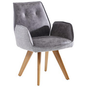 ARMLEHNSTUHL in Grau, Eichefarben - Eichefarben/Grau, Design, Holz/Textil (65/89/60cm) - Venda