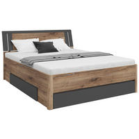 STAURAUMBETT 160/200 cm,  in Graphitfarben, Eiche dunkel,  - Eiche dunkel/Eichefarben, KONVENTIONELL, Holzwerkstoff (160/200cm)