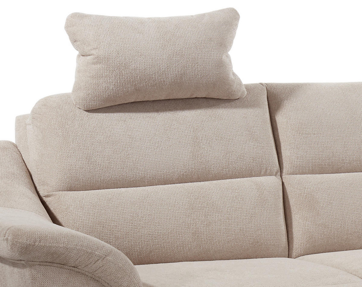 ECKSOFA Beige Velours  - Beige/Silberfarben, KONVENTIONELL, Textil/Metall (248/197cm) - Livetastic