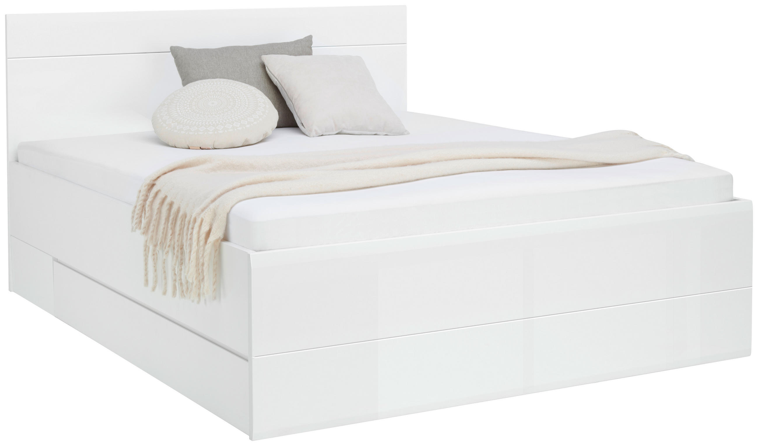 ÁGY 180/200 cm  fehér  - fehér, Basics, műanyag/faalapú anyag (180/200cm) - Hom`in