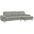 ECKSOFA in Webstoff Silberfarben  - Silberfarben/Schwarz, LIFESTYLE, Textil/Metall (310/180cm) - Valnatura