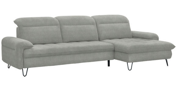 ECKSOFA in Webstoff Silberfarben  - Silberfarben/Schwarz, LIFESTYLE, Textil/Metall (310/180cm) - Valnatura