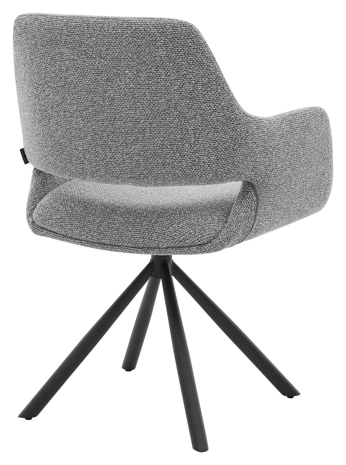 ARMLEHNSTUHL  Stoffauswahl, Sitzfläche 180° drehbar, automatische Rückholfunktion Bouclé  - Schwarz/Grau, Design, Textil/Metall (62/83/62cm) - Musterring