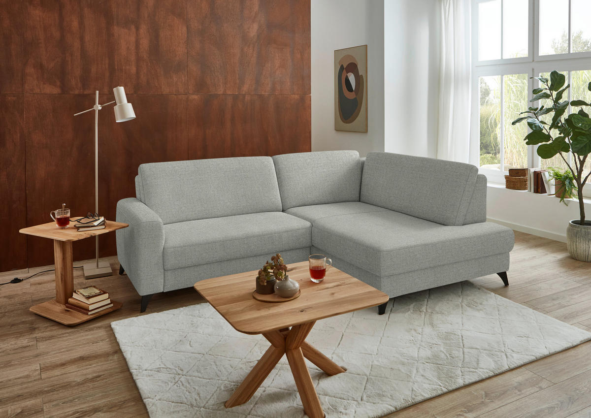ECKSOFA  Chenille Hellgrau  - Hellgrau/Schwarz, Design, Textil/Metall (239/182cm) - Beldomo Comfort