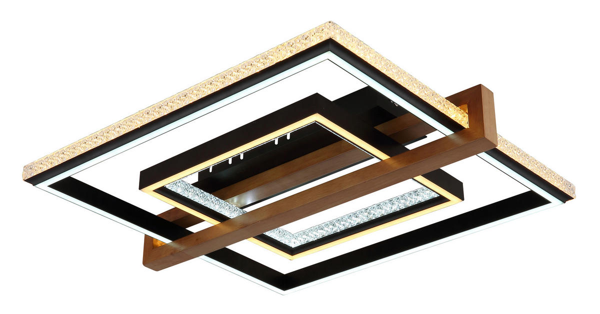 STROPNÍ LED SVÍTIDLO, 50/55/11,5 cm - tmavě hnědá/černá, Basics, kov/dřevo (50/55/11,5cm) - Globo