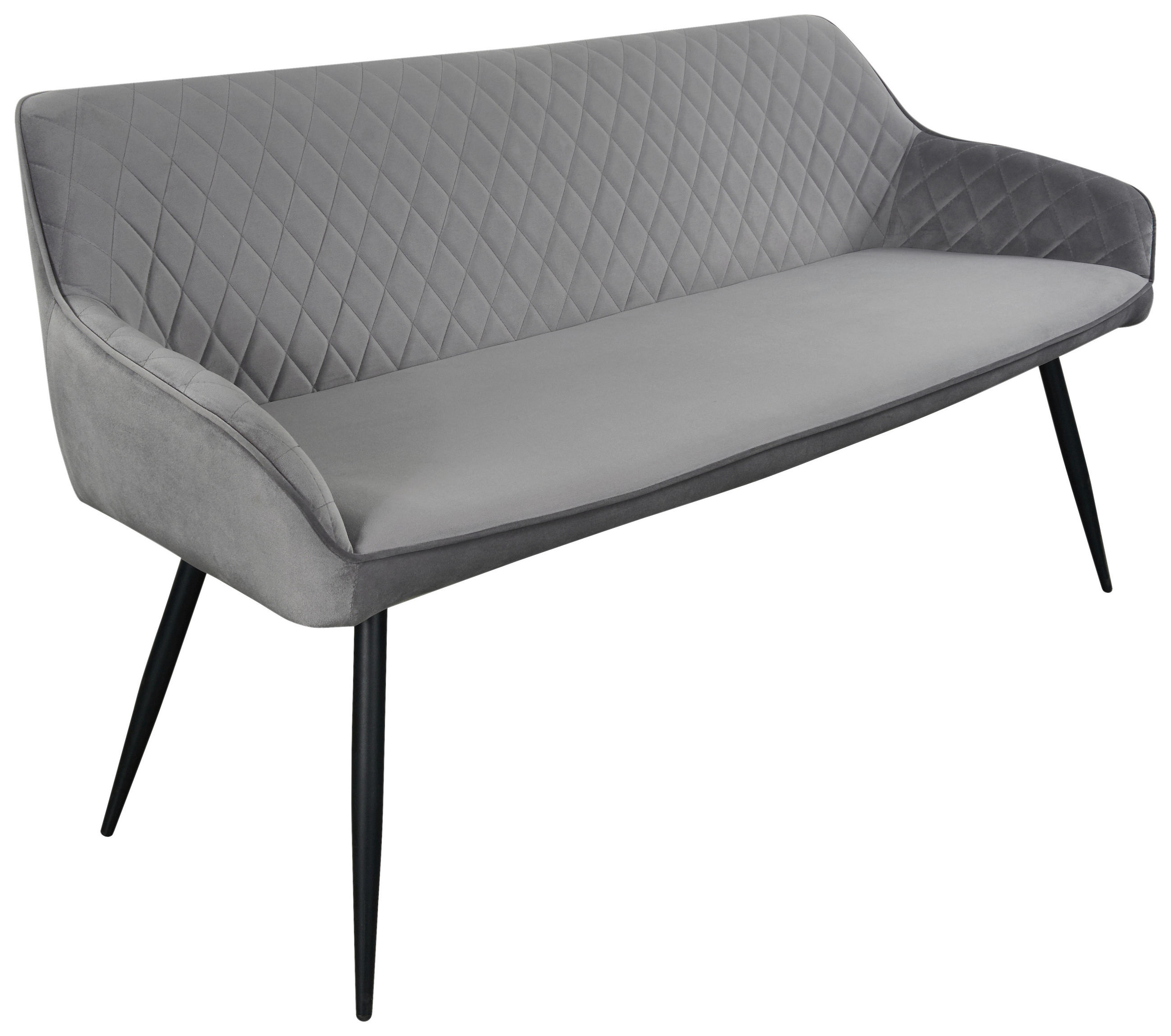 SITZBANK 163/83/63 cm Samt Grau, Schwarz  - Schwarz/Grau, Design, Textil/Metall (163/83/63cm) - Novel