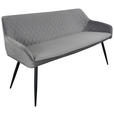 SITZBANK 163/83/63 cm Samt Grau, Schwarz  - Schwarz/Grau, Design, Textil/Metall (163/83/63cm) - Novel