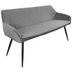 SITZBANK 163/83/63 cm Samt Grau, Schwarz  - Schwarz/Grau, Design, Textil/Metall (163/83/63cm) - Novel