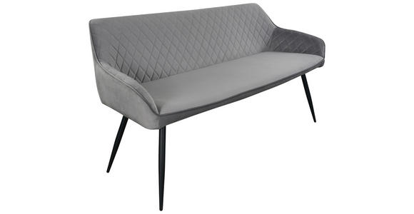 SITZBANK 163/83/63 cm Samt Grau, Schwarz  - Schwarz/Grau, Design, Textil/Metall (163/83/63cm) - Novel