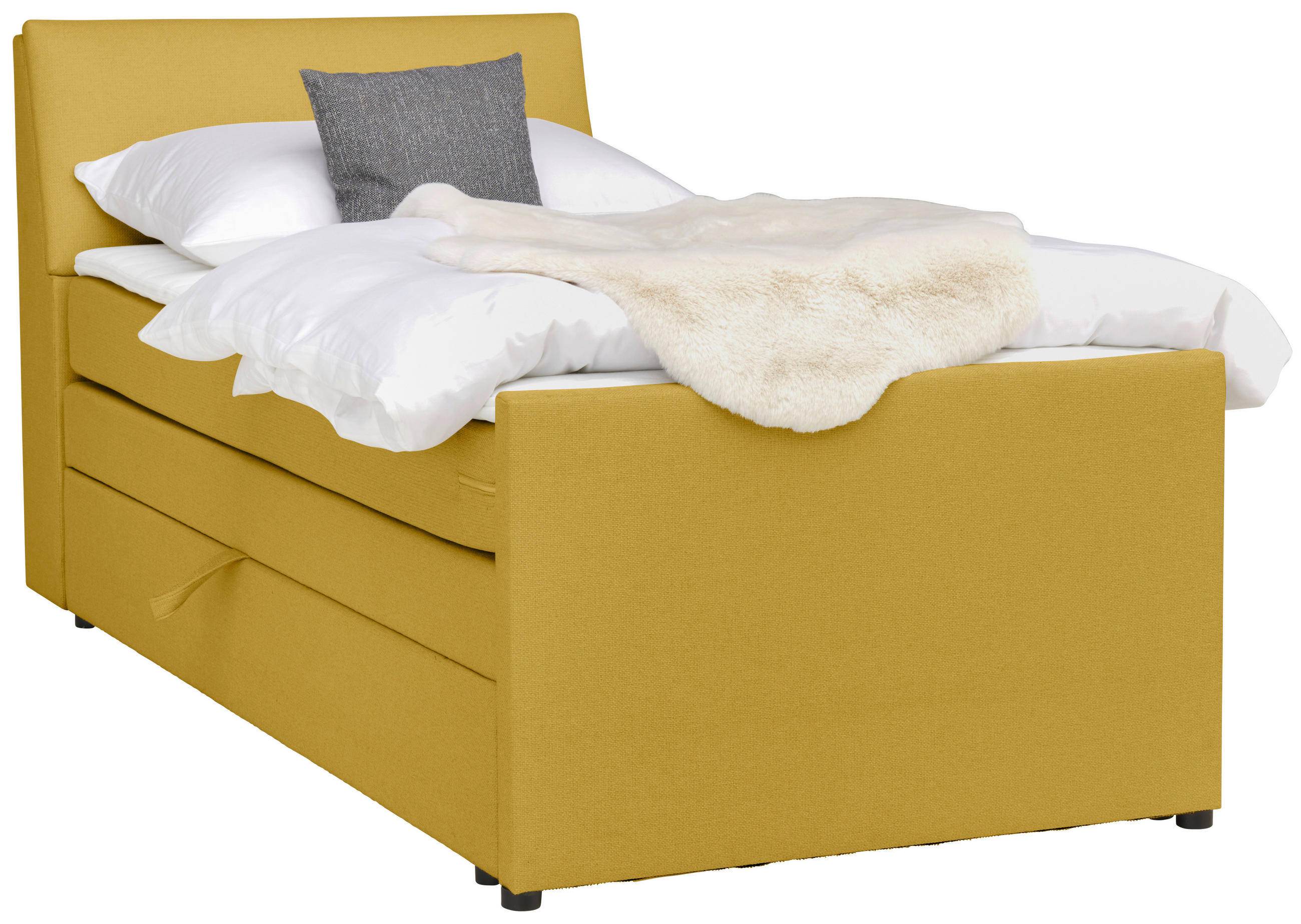 BOXSPRINGBETT 100/200 cm  in Gelb  - Gelb/Schwarz, MODERN, Holz/Textil (100/200cm) - MID.YOU