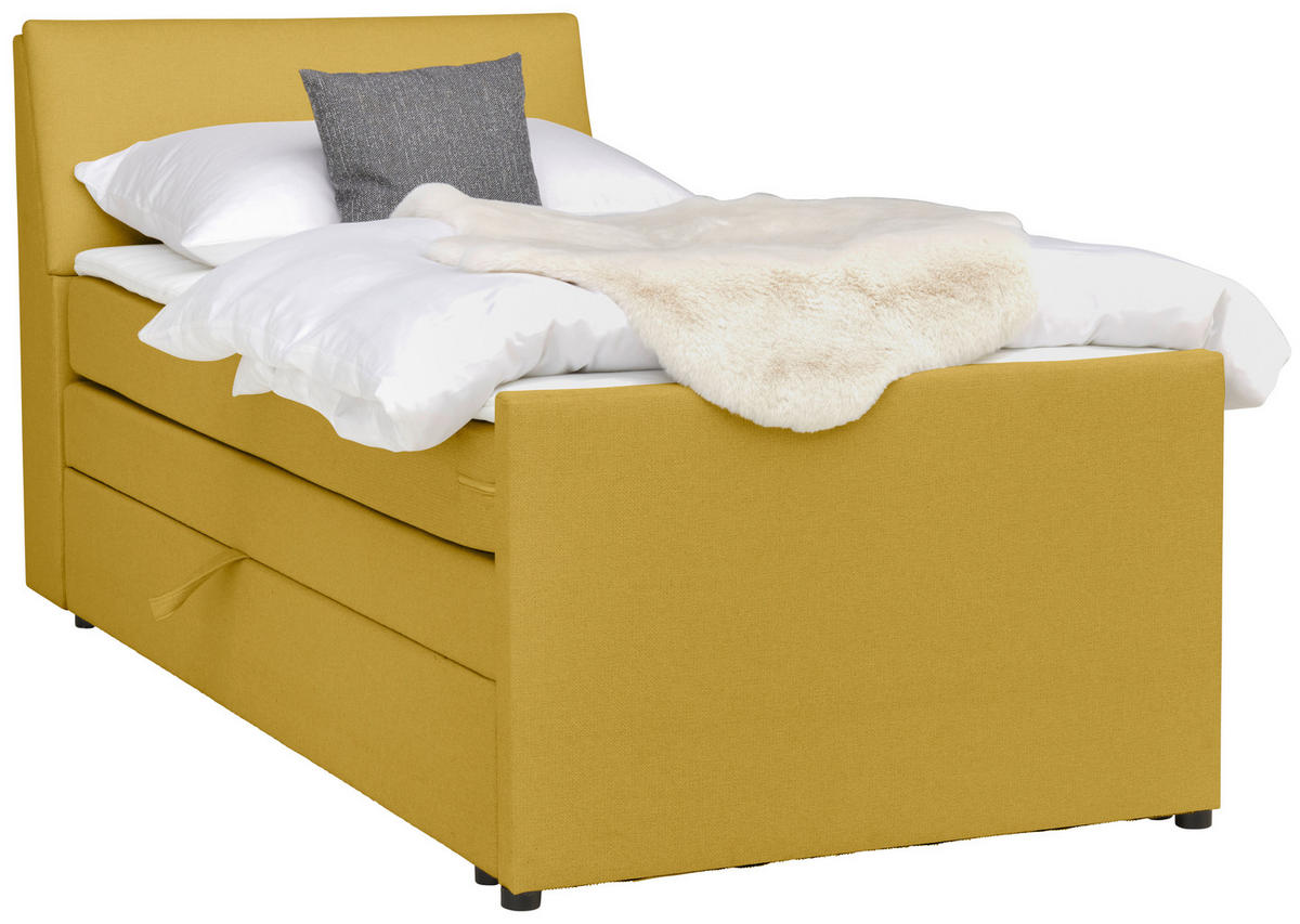 BOXSPRINGBETT 100/200 cm  in Gelb  - Gelb/Schwarz, MODERN, Holz/Textil (100/200cm) - MID.YOU