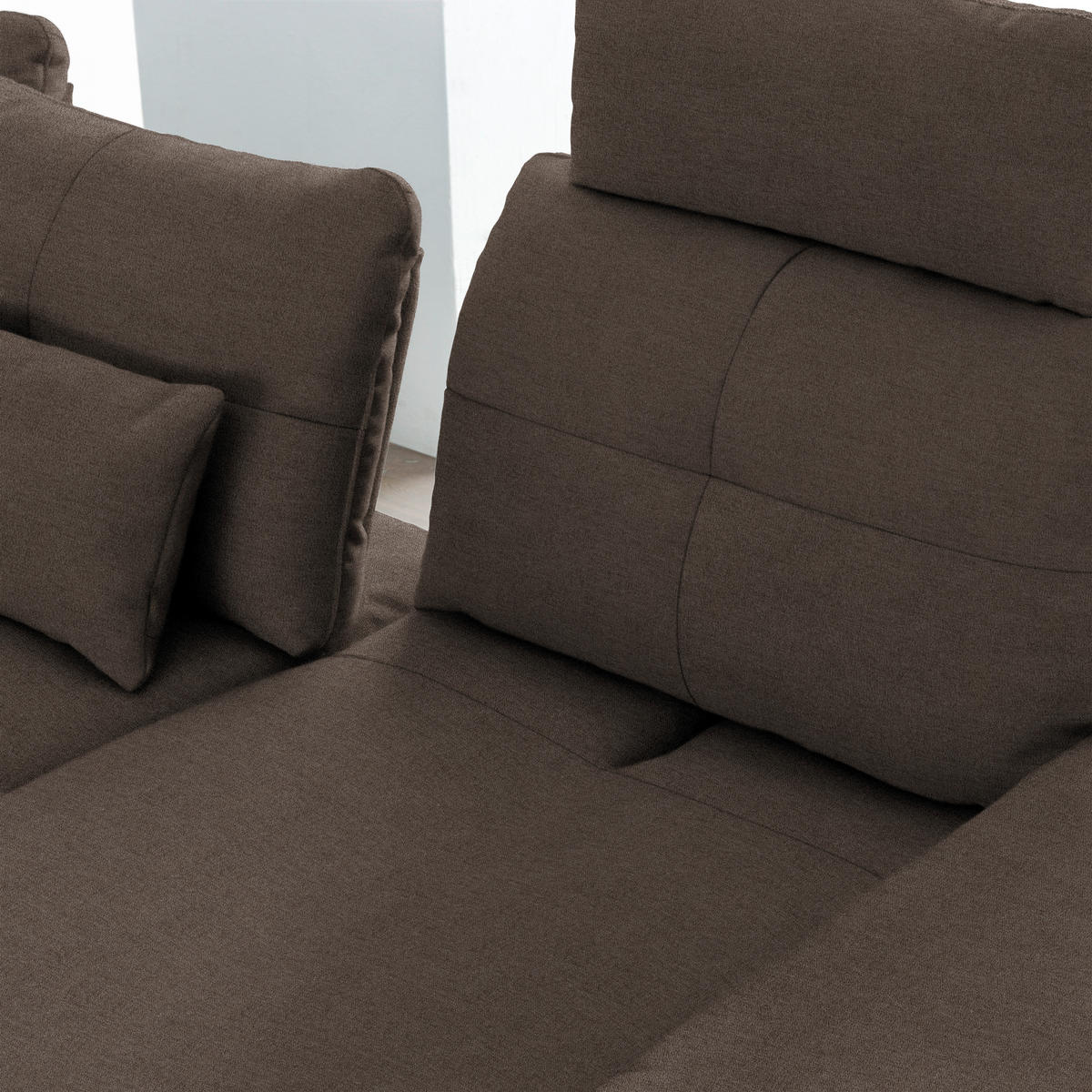 ECKSOFA in Flachgewebe Dunkelbraun  271/344 cm  - Dunkelbraun/Schwarz, Design, Textil/Metall (271/344cm) - Chilliano