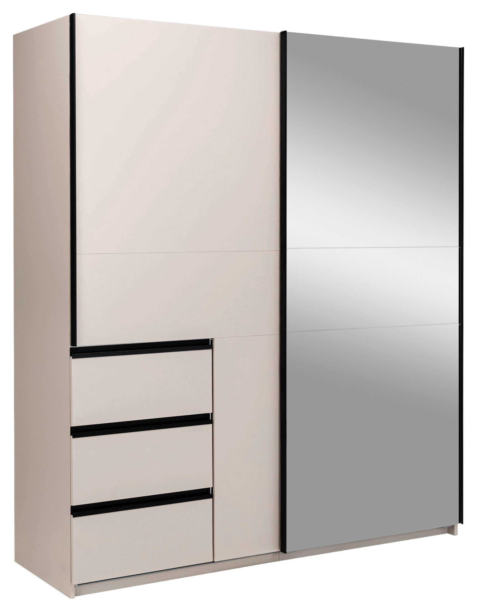 SCHIEBETÜRENSCHRANK 175/205/61,5 cm 2-türig Kaschmir  - Kaschmir/Schwarz, MODERN, Holzwerkstoff/Metall (175/205/61,5cm) - MID.YOU