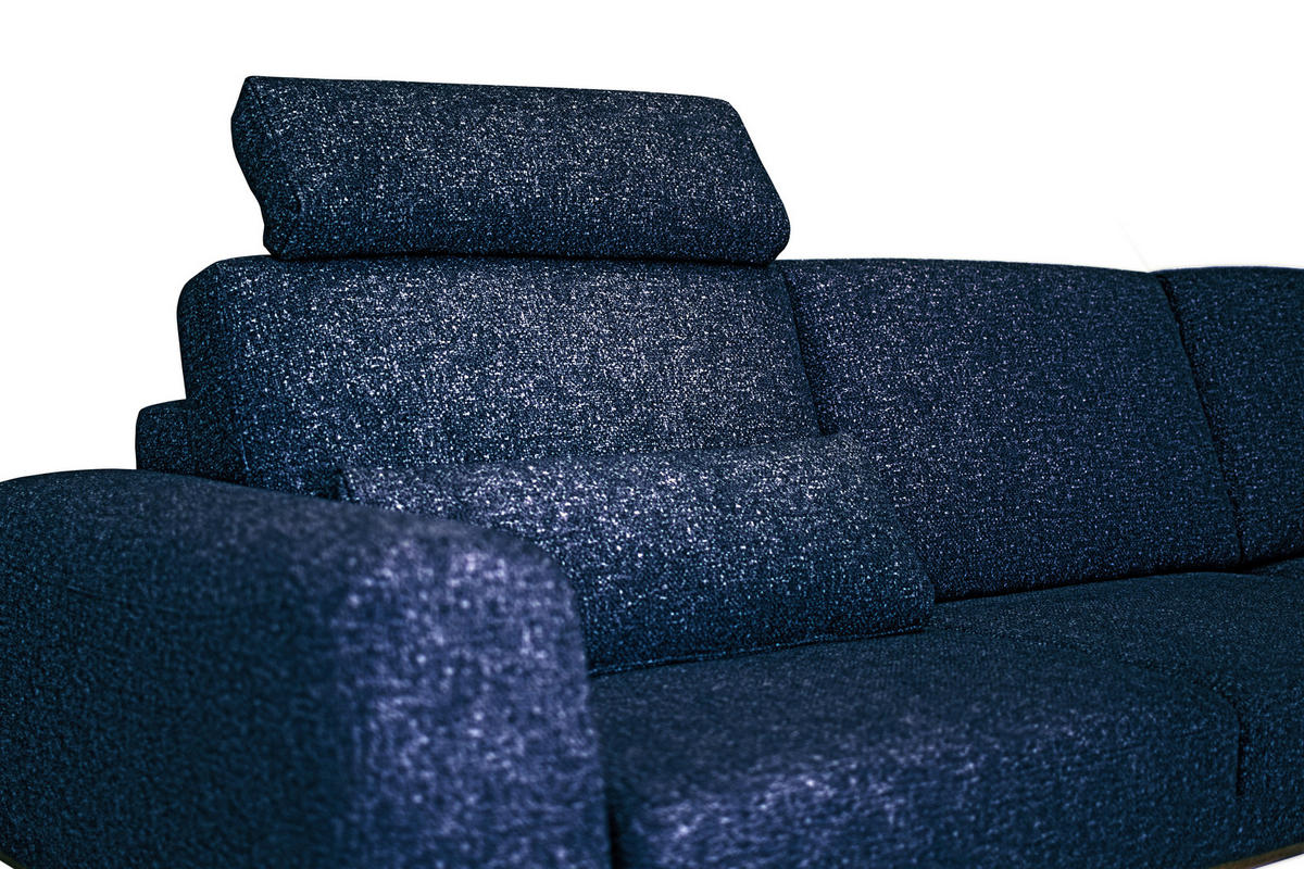 ECKSOFA in Struktur Blau  - Blau/Schwarz, Design, Textil/Metall (157/262cm) - Novel
