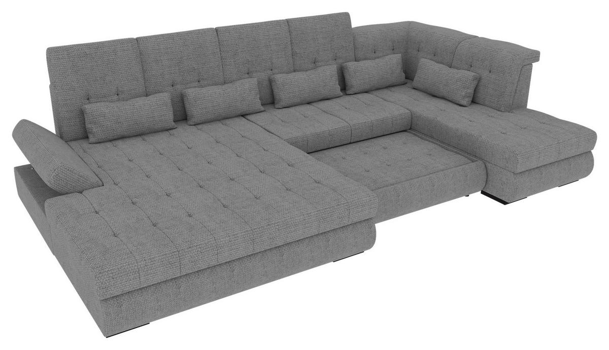 WOHNLANDSCHAFT Grau Struktur  - Schwarz/Grau, KONVENTIONELL, Kunststoff/Textil (212/358/222cm) - Carryhome