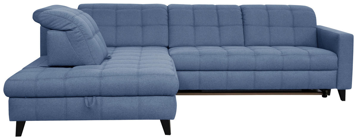 ECKSOFA in Webstoff Blau  - Blau/Schwarz, Design, Holz/Textil (216/297cm) - Xora