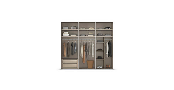 SCHWEBETÜRENSCHRANK 242/223/68 cm 3-türig Weiß, Champagner  - Champagner/Weiß, KONVENTIONELL, Glas/Holzwerkstoff (242/223/68cm) - Novel