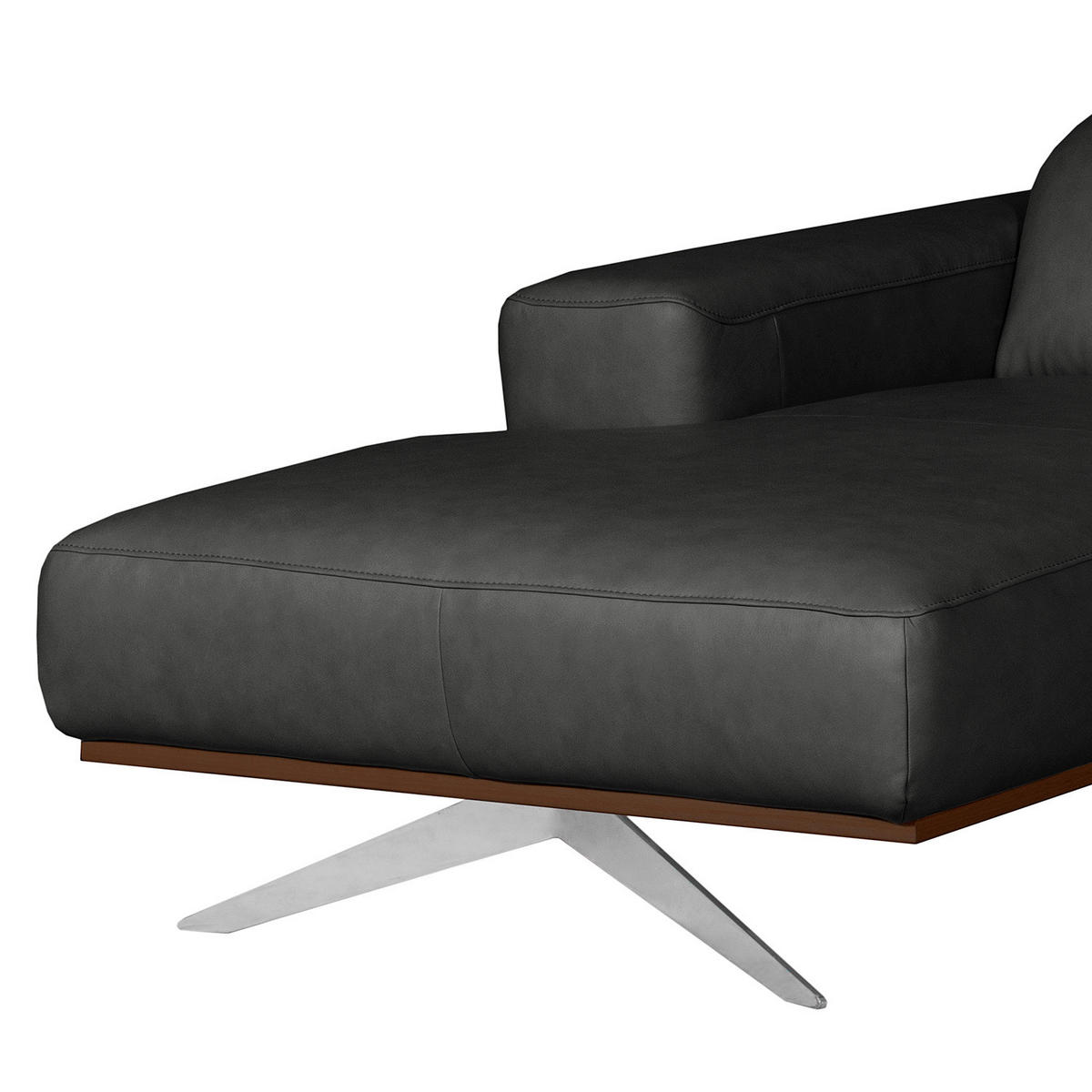 ECKSOFA  in Echtleder Schwarz  187/295 cm  - Chromfarben/Schwarz, Design, Leder/Metall (187/295cm) - Livetastic