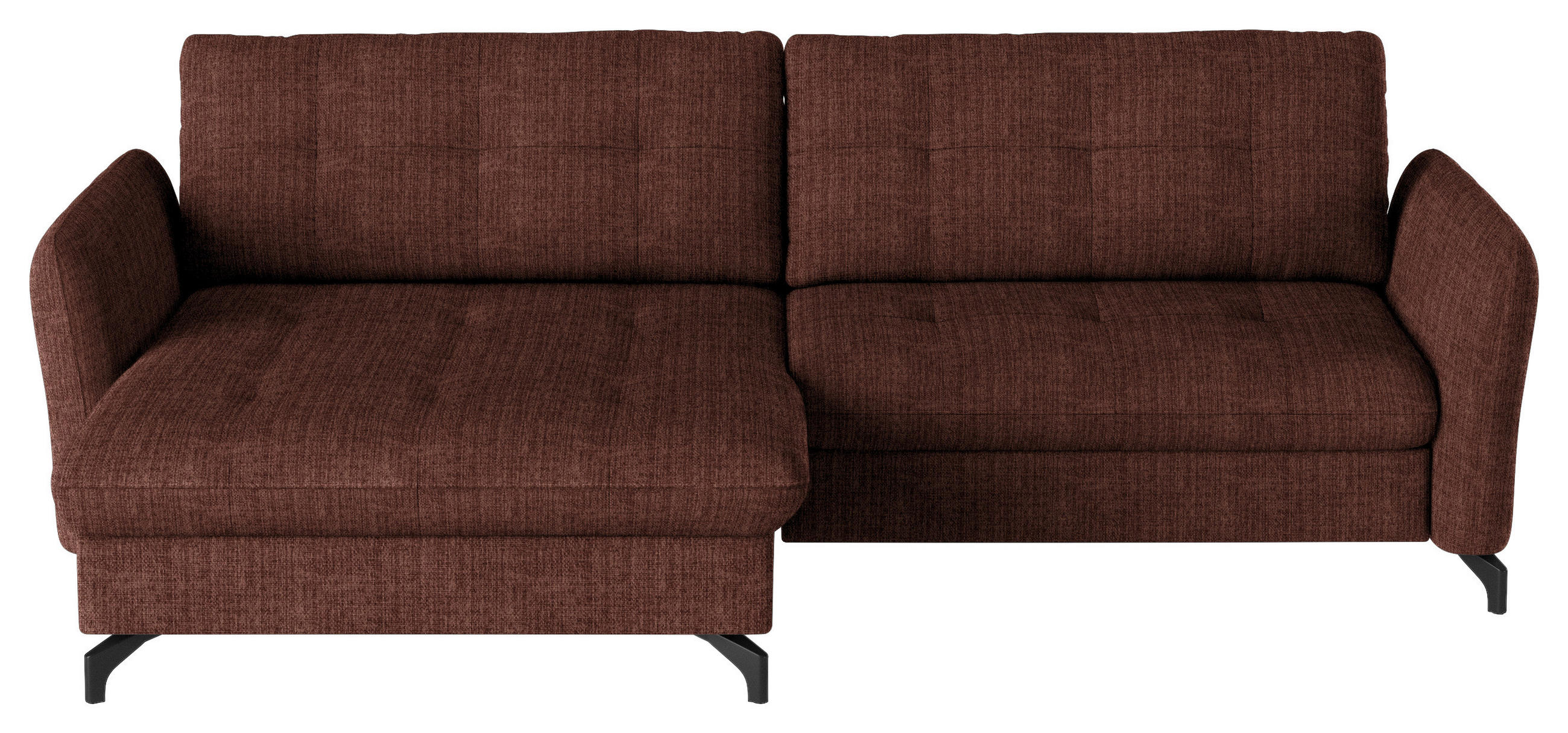 ECKSOFA in Flachgewebe, Leinenoptik Rotbraun  - Rotbraun/Schwarz, Design, Textil/Metall (170/242cm) - Xora