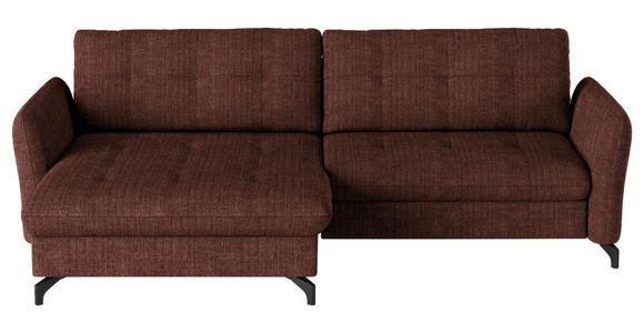 ECKSOFA in Flachgewebe, Leinenoptik Rotbraun  - Rotbraun/Schwarz, Design, Textil/Metall (170/242cm) - Xora