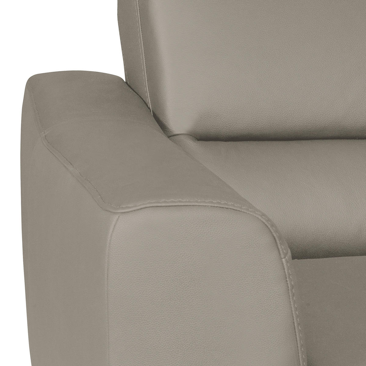 ECKSOFA in Lederlook Echtleder Platinfarben  - Platinfarben/Chromfarben, Design, Leder/Textil (241/168cm) - Livetastic