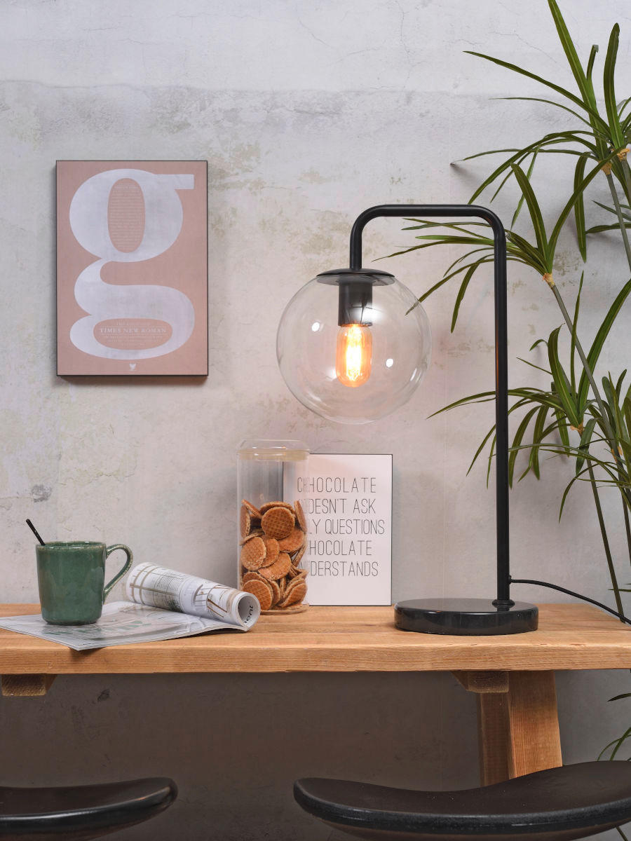 TISCHLEUCHTE it's about RoMi  32/20/53 cm   - Transparent/Schwarz, Trend, Glas (32/20/53cm) - It's about Romi