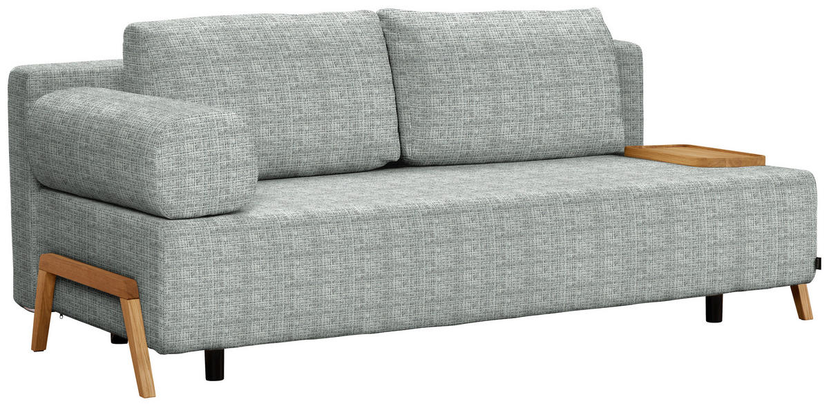 SCHLAFSOFA Chenille Grau  - Naturfarben/Grau, Design, Holz/Textil (211/88/102cm) - Niels Andersson