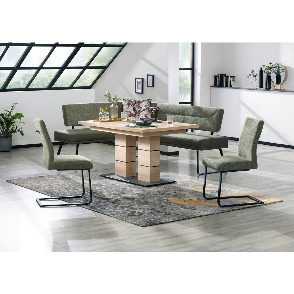 Thumbnail - Dieter Knoll Eckbank, Schwarz, Olivgrün, Metall, Textil, 4-Sitzer, L-Form, 225x169 cm, Emas, Dgm, Fußauswahl, Lederauswa...