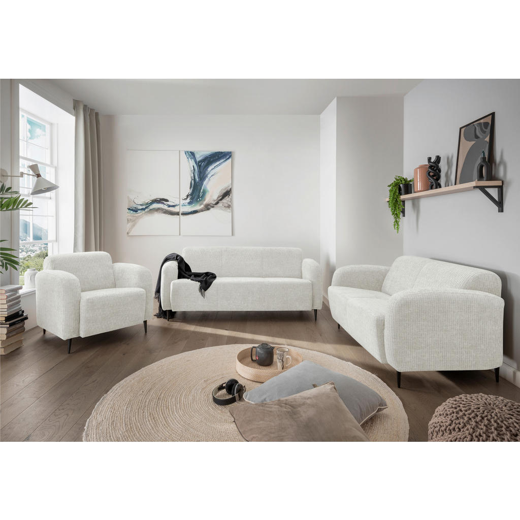 Thumbnail - Livetastic 2-Sitzer-Sofa, Weiß, Textil, Uni, 140x76x90 cm, Made in EU, Stoffauswahl, Rücken echt, Armteil links, rechts,...