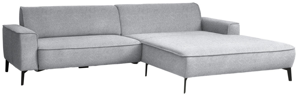 ECKSOFA in Flachgewebe Grau  285/190 cm  - Schwarz/Grau, Design, Textil/Metall (285/190cm) - Johann Jakob