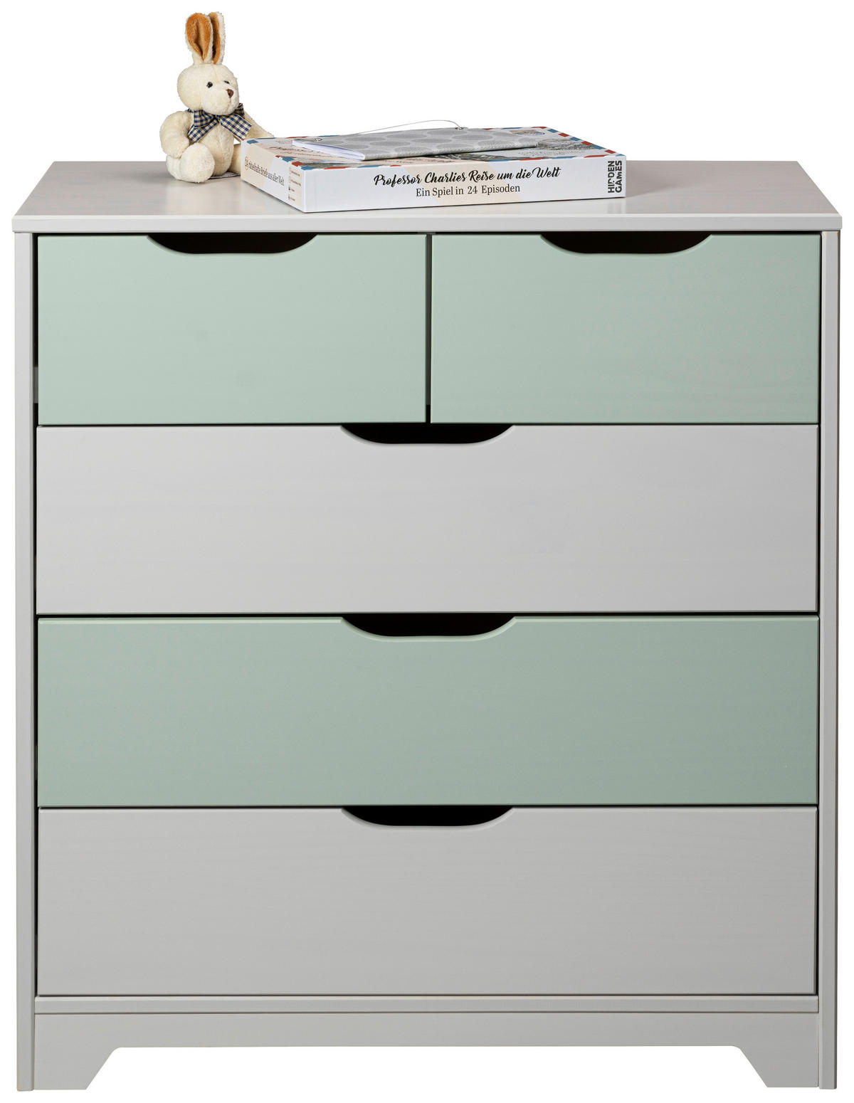 KOMODA, borovice, šalvějově zelená, bílá, pastelově zelená, 82/92/41 cm - bílá/pastelově zelená, Design, dřevo (82/92/41cm) - Livetastic