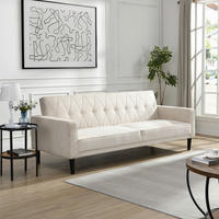 SCHLAFSOFA Cord Creme  - Creme/Braun, Basics, Holz/Textil (213/81/86cm) - Livetastic