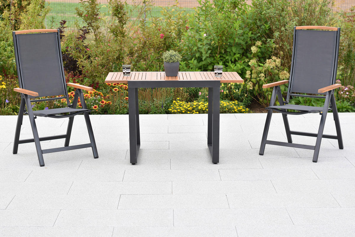GARTENSET 3-teilig  - Graphitfarben/Akaziefarben, MODERN, Holz/Textil - Gardenson