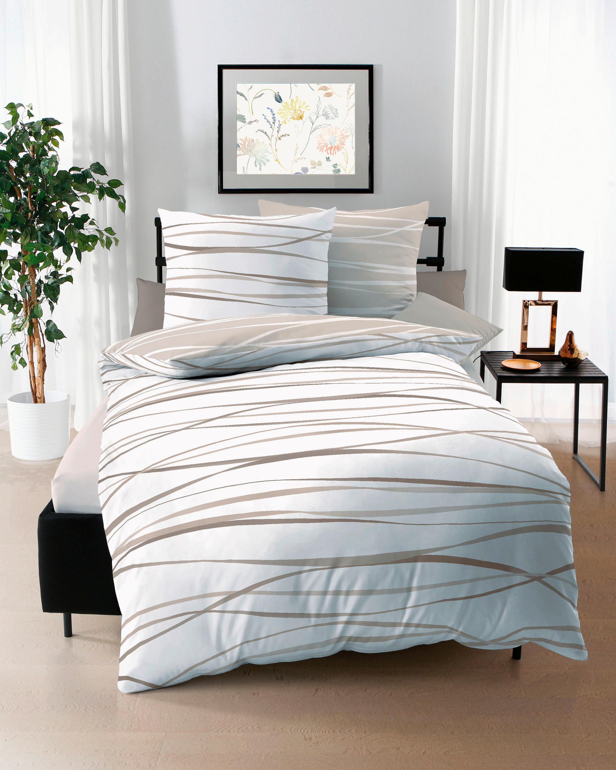 BETTWÄSCHE Motion Makosatin 155/220 cm  - Eichefarben, Design, Textil (155/220cm) - Kaeppel